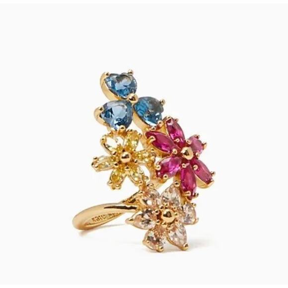 Kate Spade New York First Bloom Crystal Flower Ring Gold Size 8 - Picture 1 of 7